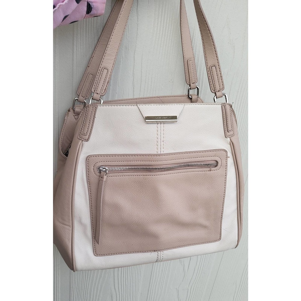 NINE WEST Hobo bag shoulder women handbag Cream & Pink